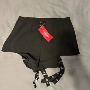 Women’s SHEIN Black Shorts with Buckle Straps